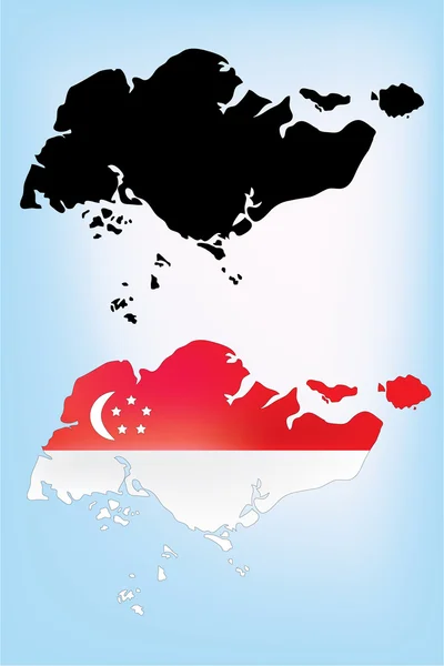 Ulusal bayrağı Singapur Haritası.