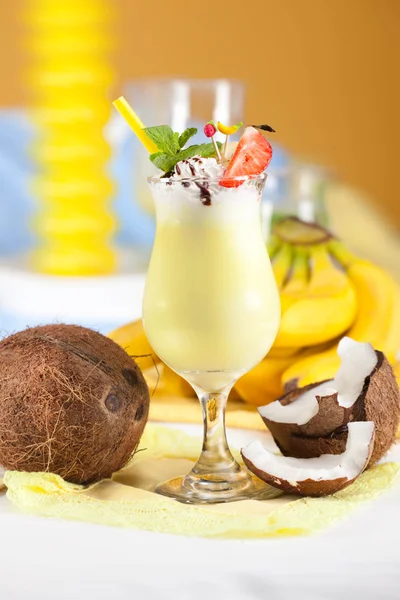 Banana cocktail with coconut milk — Stock Photo, Image