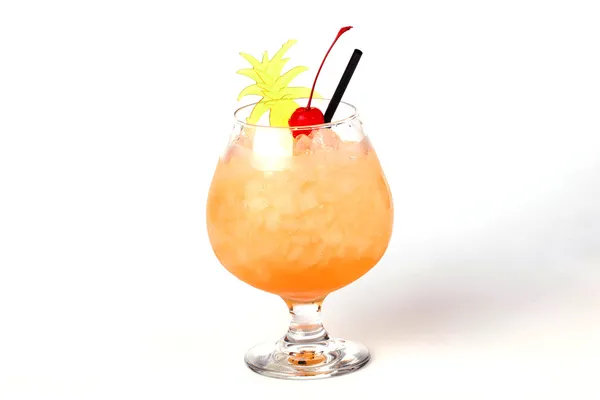 Pineapple cocktail with a cherry — Stock Photo, Image