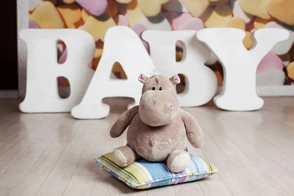 Plush hippo letters baby — Stock Photo, Image