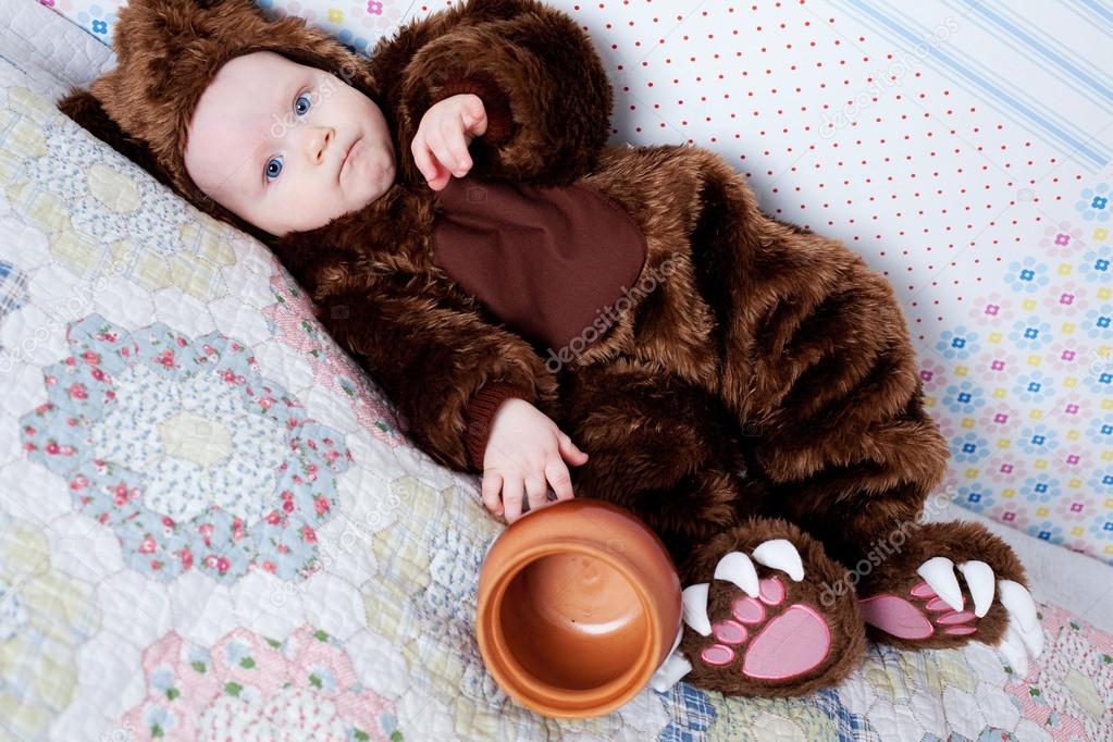 baby boy dressed as a bear