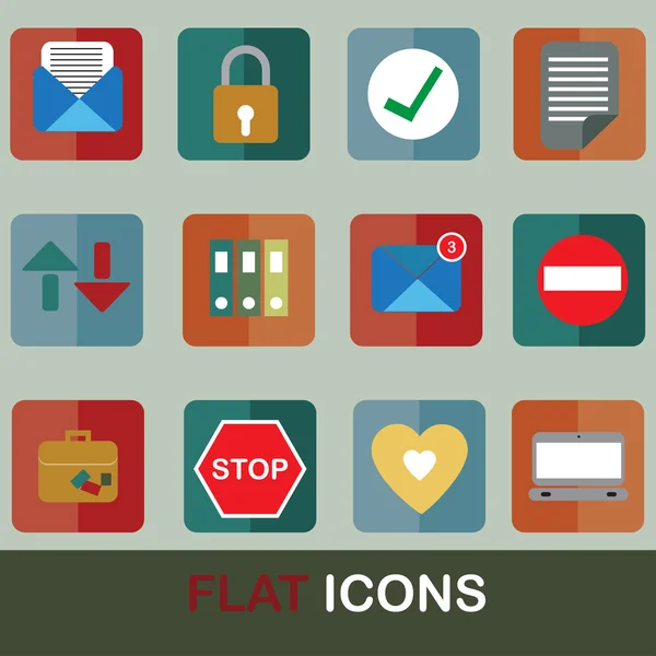 Conjunto de iconos planos 3 — Vector de stock