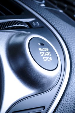 Start stop ignition button in car, vehicle. clipart