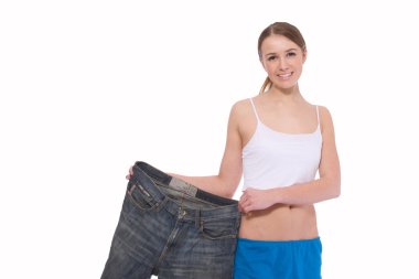 Spor kadın beyaz zemin üzerine