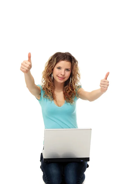 College girl showing ok — Stock Photo, Image