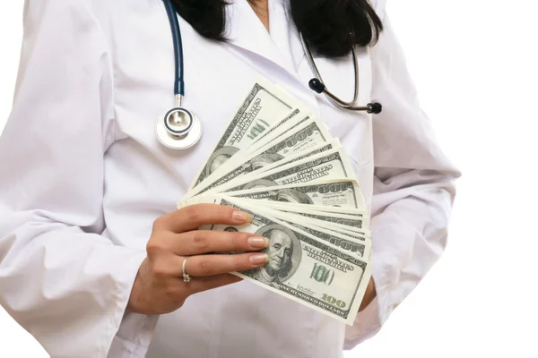 Doctor with dollars — Stock Photo, Image