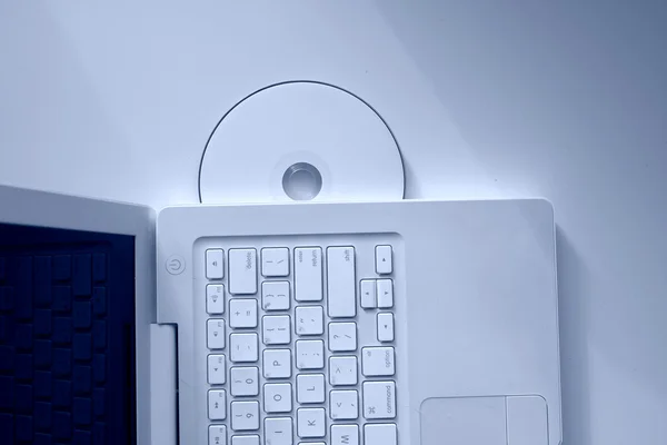 A disk in a laptop from above — Stock Photo, Image