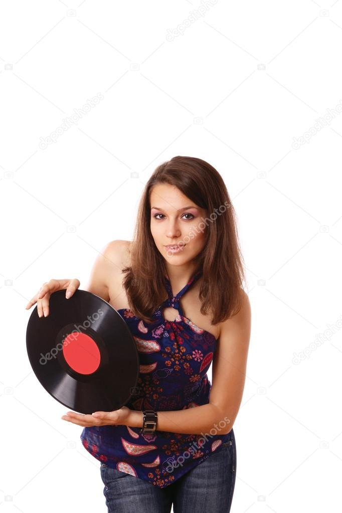 Woman with vinyl dick