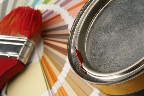 Paintbrush and colorful paint — Stock Photo, Image