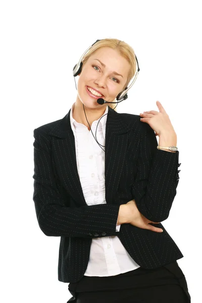 Geschäftsfrau mit Headset. — Stockfoto