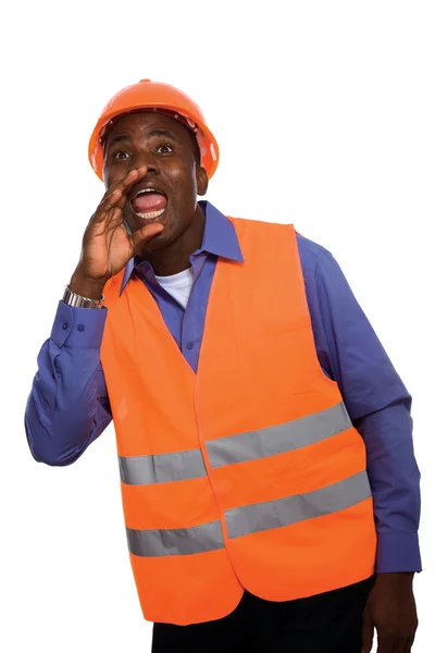 Afro-americano trabalhador da construção civil — Fotografia de Stock