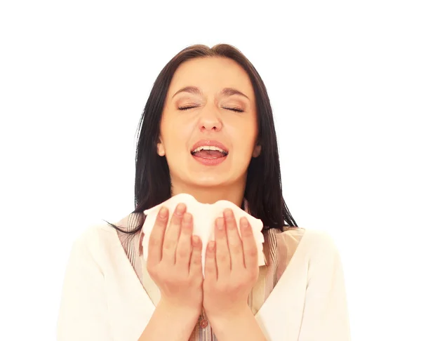 Sneezing woman — Stock Photo, Image