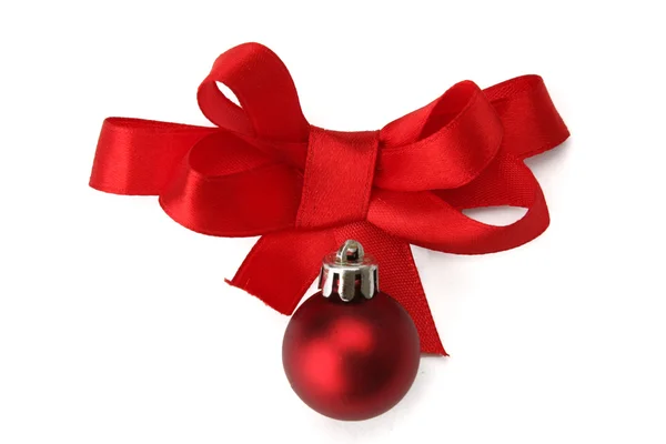 Christmas ball hanging with ribbon — Stock Photo, Image