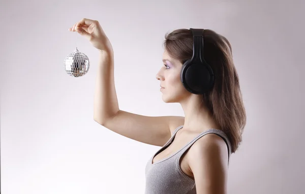 Woman with disco ball — Stock Photo, Image