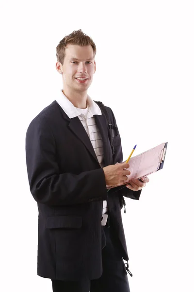 Hombre escribiendo notas — Foto de Stock