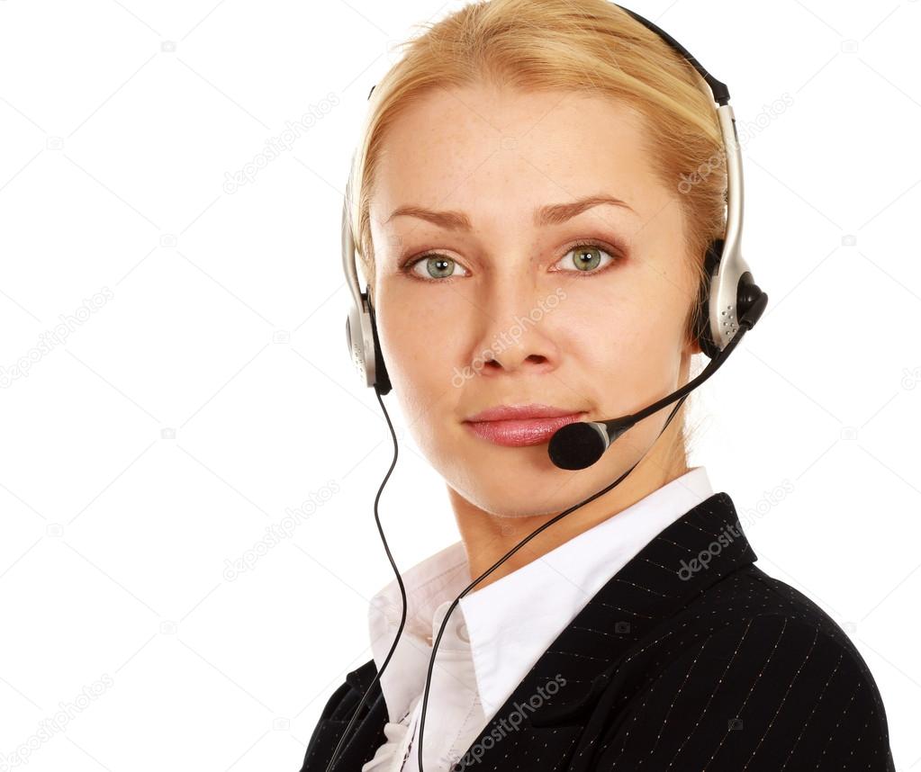 Businesswoman with headset. Call center