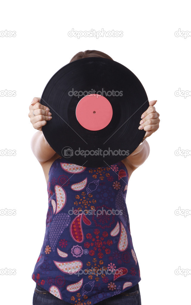 Girl with vinyl disc