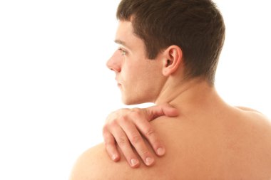 Painful Man Holding shoulder clipart