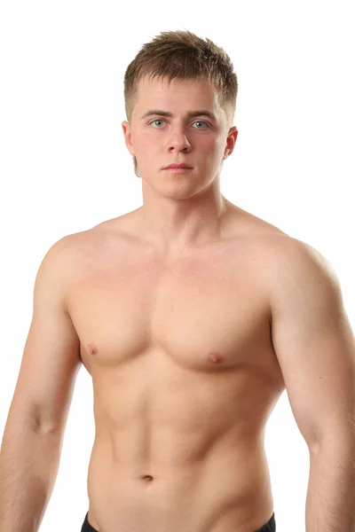 Muscular man on white — Stock Photo, Image