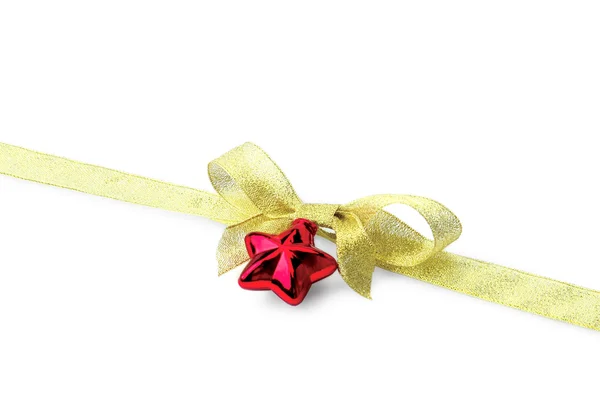 Gift golden ribbon and bow i — Stock Photo, Image