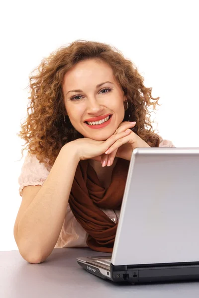 Donna d'affari con computer portatile — Foto Stock