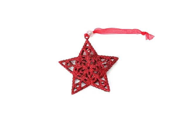 Carte de Noël avec étoile rouge et arc — Photo