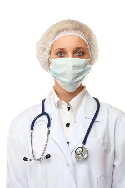 Vrouw in een uniform van de arts. — Stockfoto