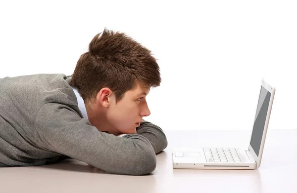 College guy with a laptop — Stock Photo, Image