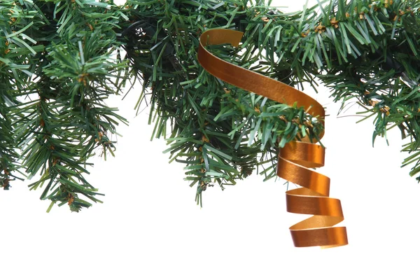 Christmas Tree with  golden ribbon — Stock Photo, Image