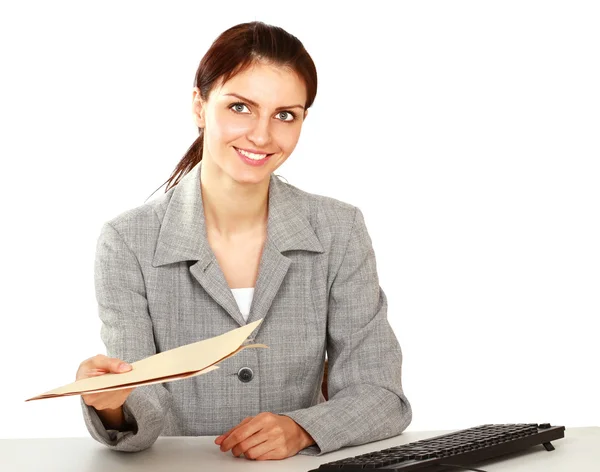 Businesswoman with application file — Stock Photo, Image