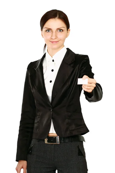 Businesswoman holding a blank — Stock Photo, Image