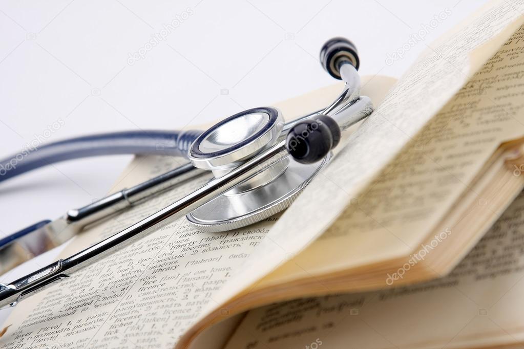 Stethoscope on an opened book