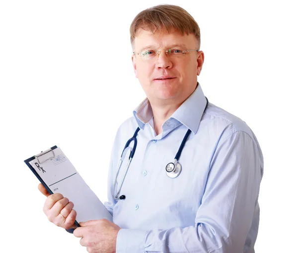 Male doctor standing with folder — Stock Photo, Image