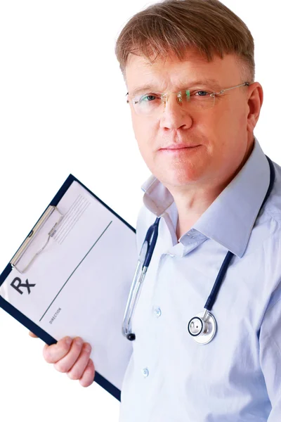 Male doctor standing with folder — Stock Photo, Image