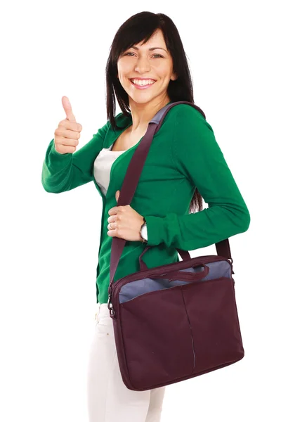 Young college girl showing ok — Stock Photo, Image