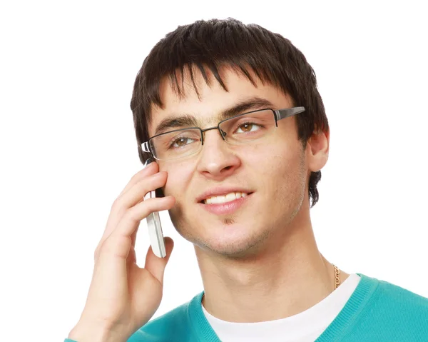 Молодой парень говорит по телефону — стоковое фото