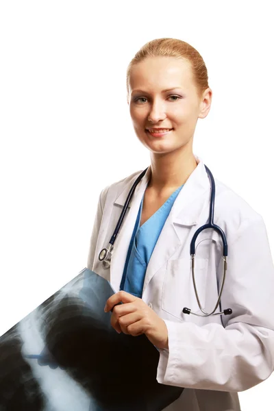Kvinnliga läkare med en x-ray — Stockfoto