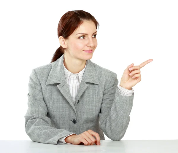 Young woman showing something — Stock Photo, Image