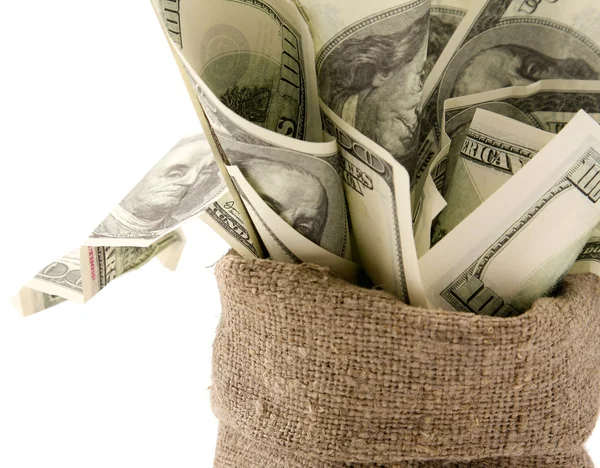 Canvas money sack — Stock Photo, Image
