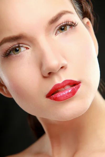 Mulher lábios vermelhos — Fotografia de Stock