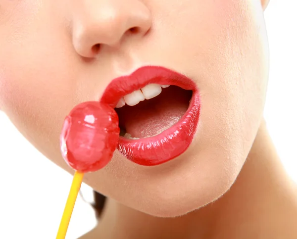 Young woman with lolipop — Stock Photo, Image