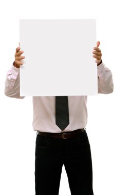 boş bir yüze yakın tutan işadamı