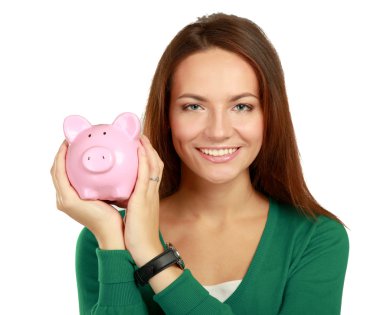 kumbara ile duran kadın