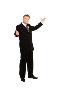 empresario mostrando algobir şey gösteren işadamı