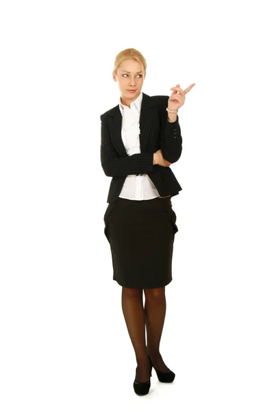 Businesswoman shows something — Stock Photo, Image