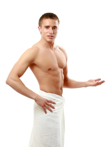 Man covering himself with a towel — Stock Photo, Image