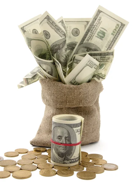 Canvas money sack — Stock Photo, Image