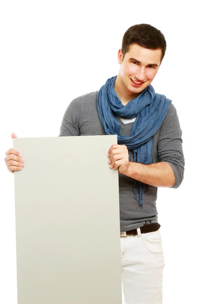 Man holding a blank — Stock Photo, Image