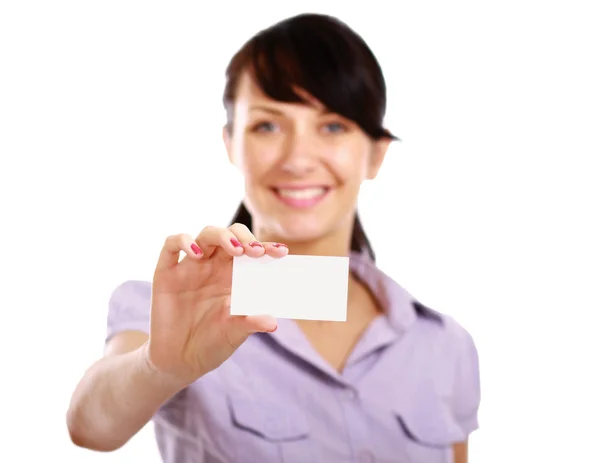 Businesswoman holding a blank — Stock Photo, Image