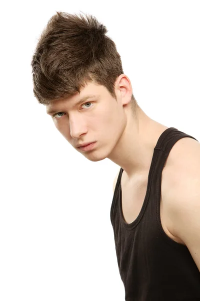 Male model wearing a black t-shirt — Stock Photo, Image